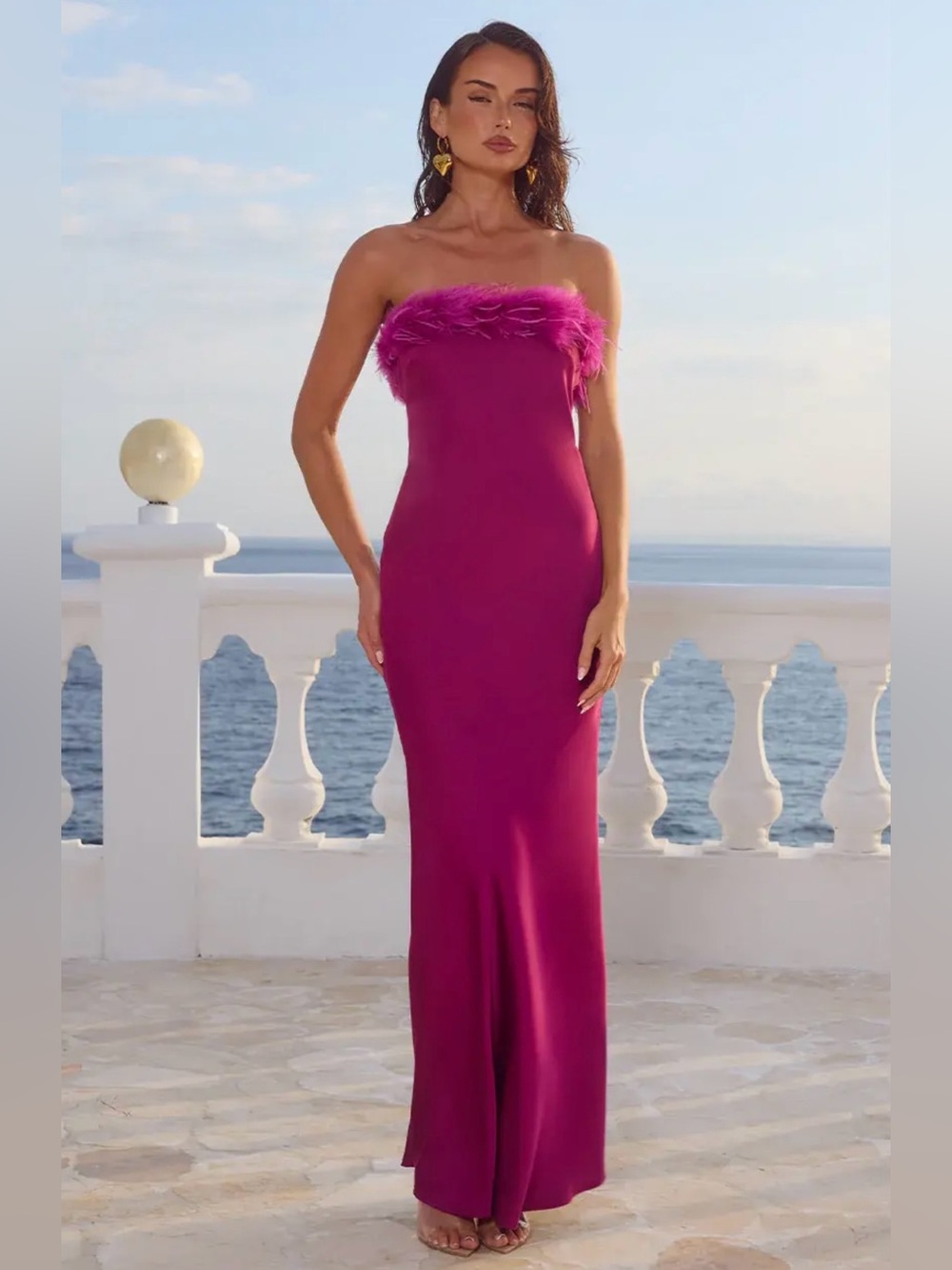 RUNAWAY THE LABEL ARIANA STRAPLESS MAXI DRESS - PLUM